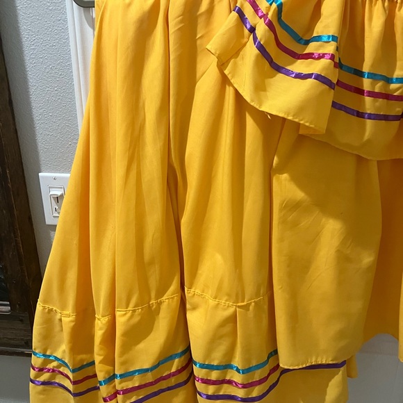 Yellow Adult Fiesta Dress with Purple and Blue Accents - Picture 2 of 2